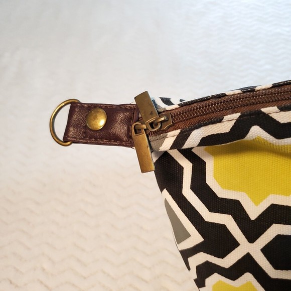 Lulu Dharma Bag Canvas Carry-On Travel Tote Weekender Eco-Luxury Geo Chartreuse - Picture 10 of 13